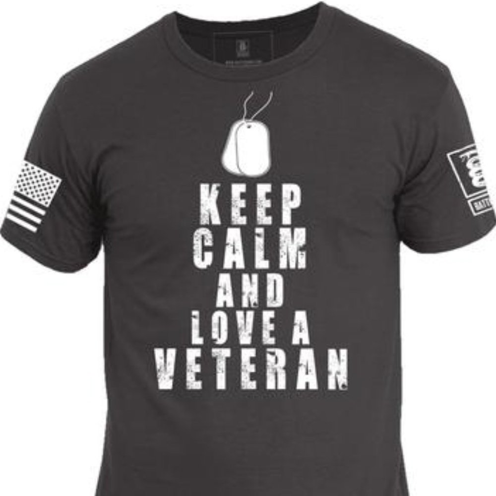 Keep Calm  and Love a Veteran Crew Neck T-Shirt
